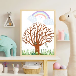Photo d&#39;empreintes digitales pour les enfants de la maternelle | Image d&#39;arbre pour les empreintes digitales | Modèles imprimables pour enfants| Idées pour la maternelle | Artisanat pour la maison