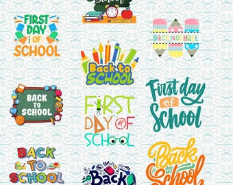 Back to School Clipart Bundle: First Day PNG & SVG (Digital Download