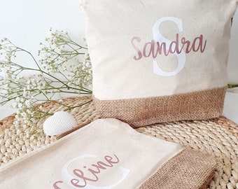 Personalized cosmetic bag with name | Makeup bag | Toiletry bag | Gift woman | girlfriend | Mom | birthday | jute | Toiletry bag