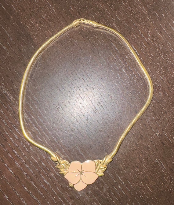 Trifari Enamel Vintage Floral Necklace (signed)