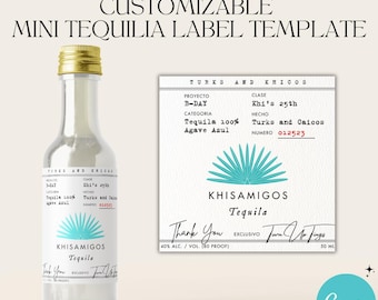 Mini Custom Casamigos Blanco Bottle Label - Editable Canva Template