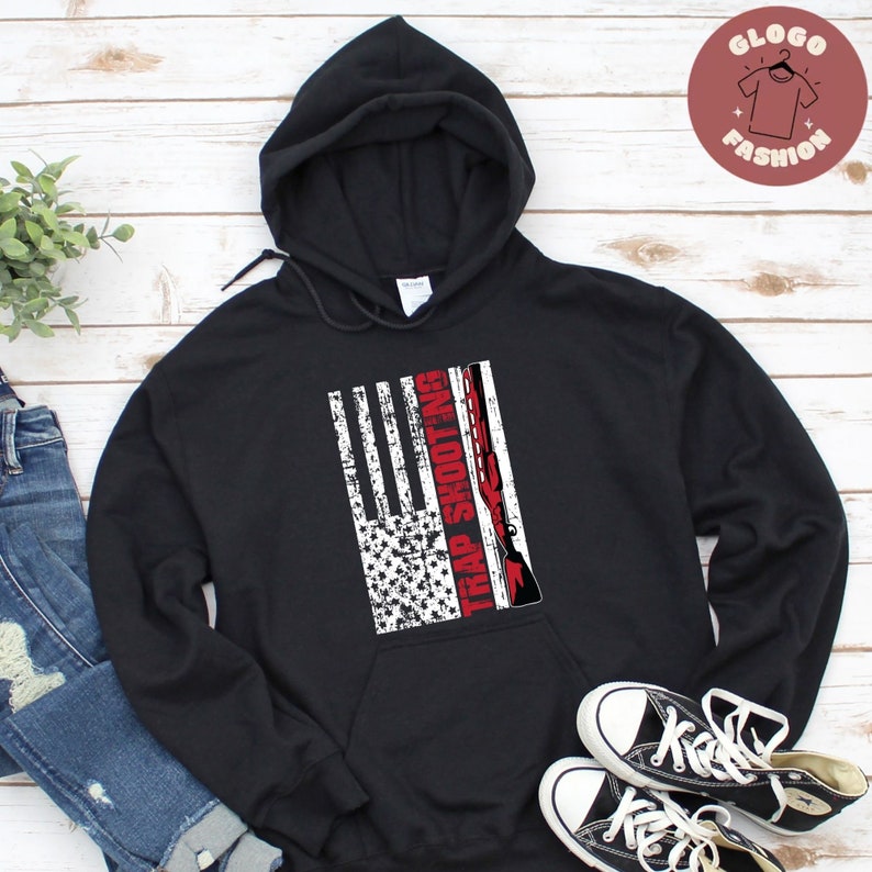 Trap Shooter Shotgun Sports Gunshot Sporting Clays USA Flag Shooting Skeet Pulling The Triger Gift T-shirt / Sweatshirt / Tank Top / Hoodie image 5