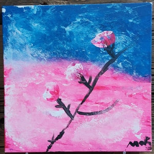 Blue/Pink Floral Painting