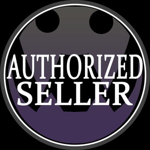 May include: A purple circle with a black and white graphic of a stylized face. The text "AUTHORIZED SELLER" is in white letters.