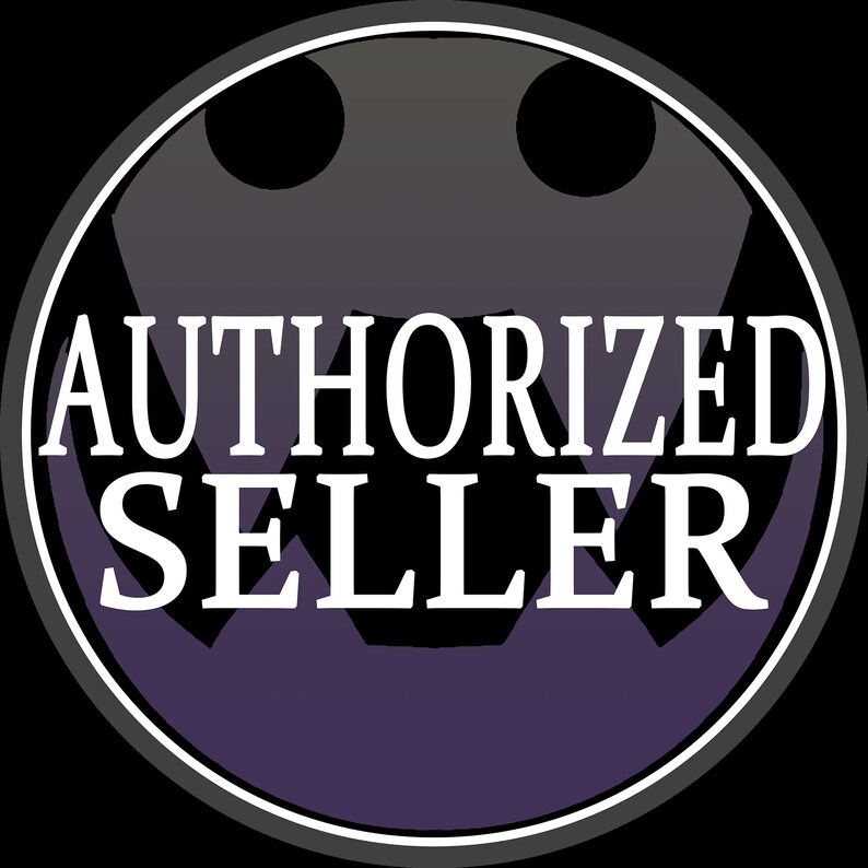 May include: A purple circle with a black and white graphic of a stylized face. The text "AUTHORIZED SELLER" is in white letters.
