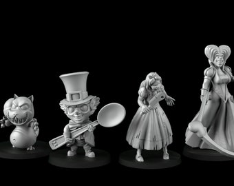 Set of 4 Angry Alice in Wonderland FF Miniatures