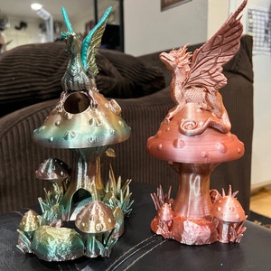 Fey Dragon on Mushrooms Dice Tower or Dice Vault