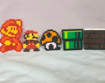 Super Mario Bros. Perler Bead Art - 5 pcs