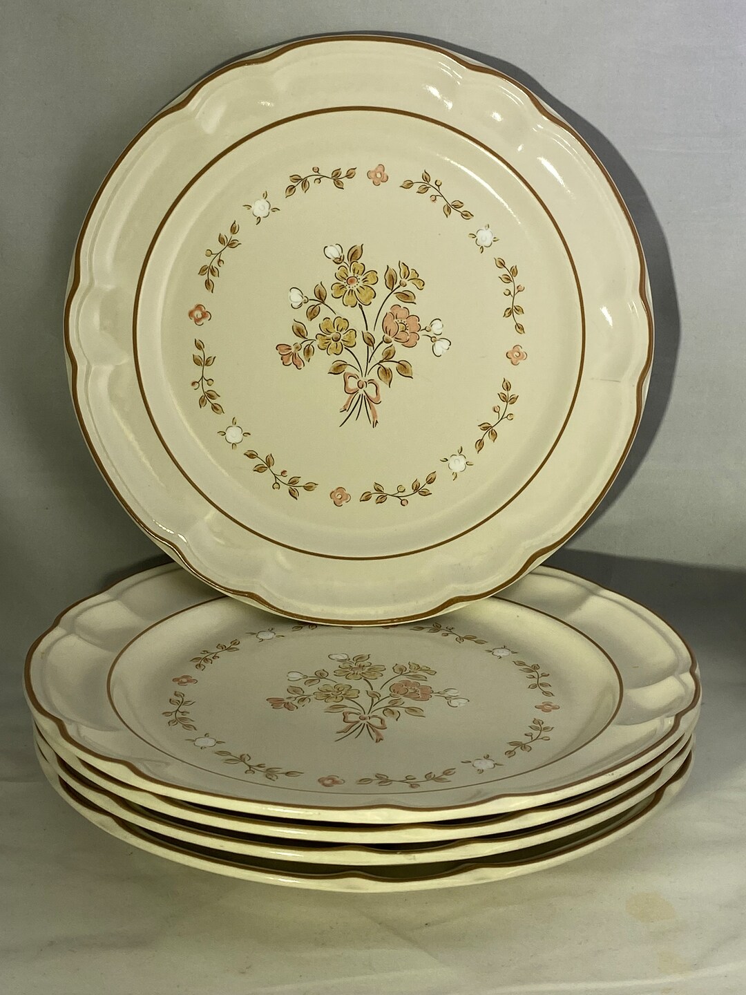 Vintage Cordella Stoneware Plates Set of 5 Floral Design Etsy