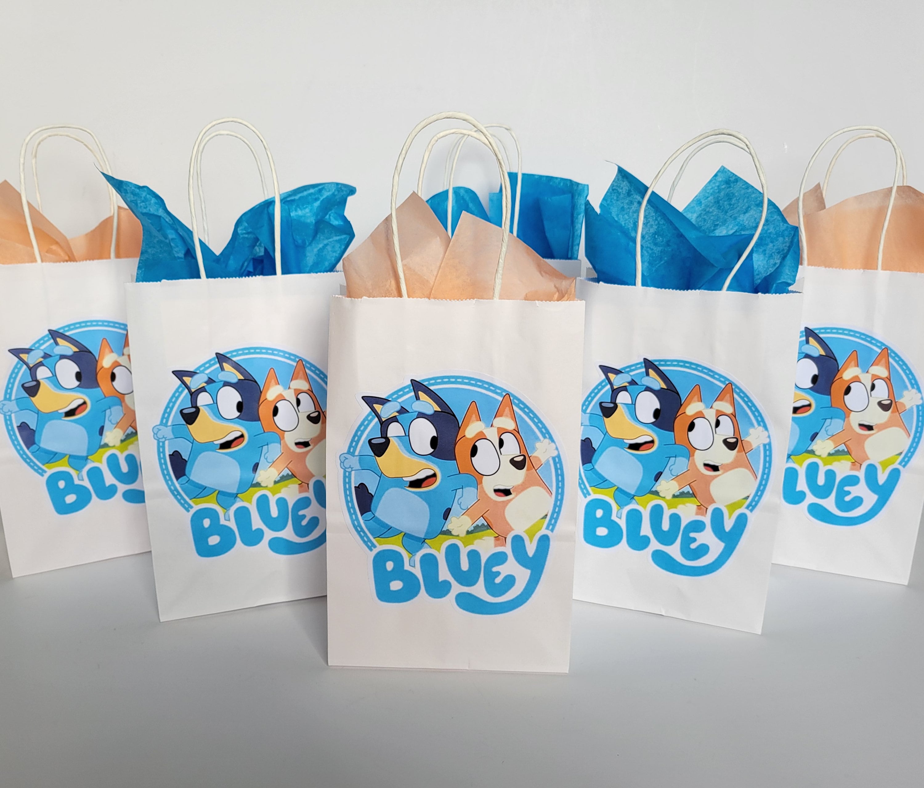 Bluey Paper Favor Bags with Custom Tags