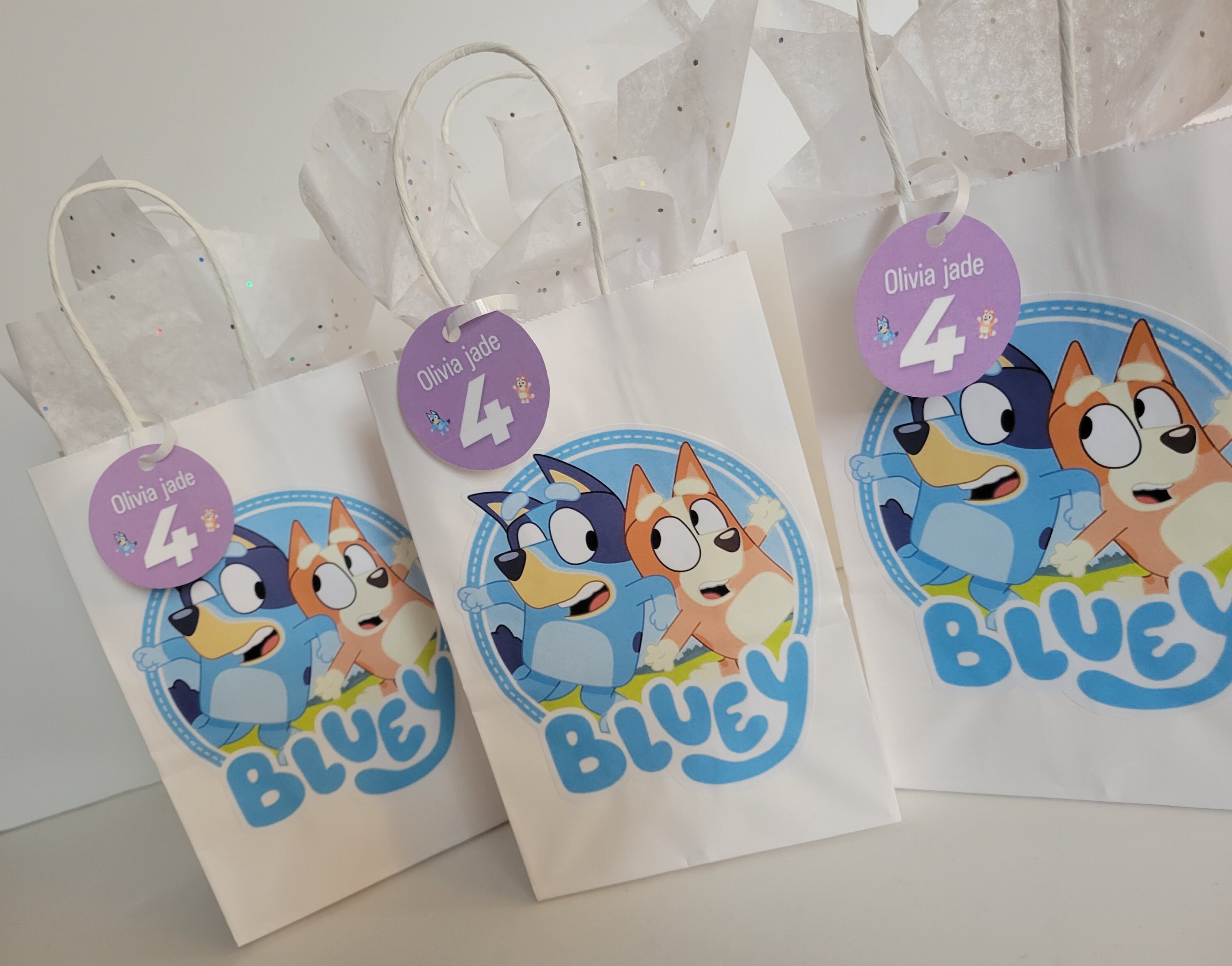 Bluey Paper Favor Bags with Custom Tags