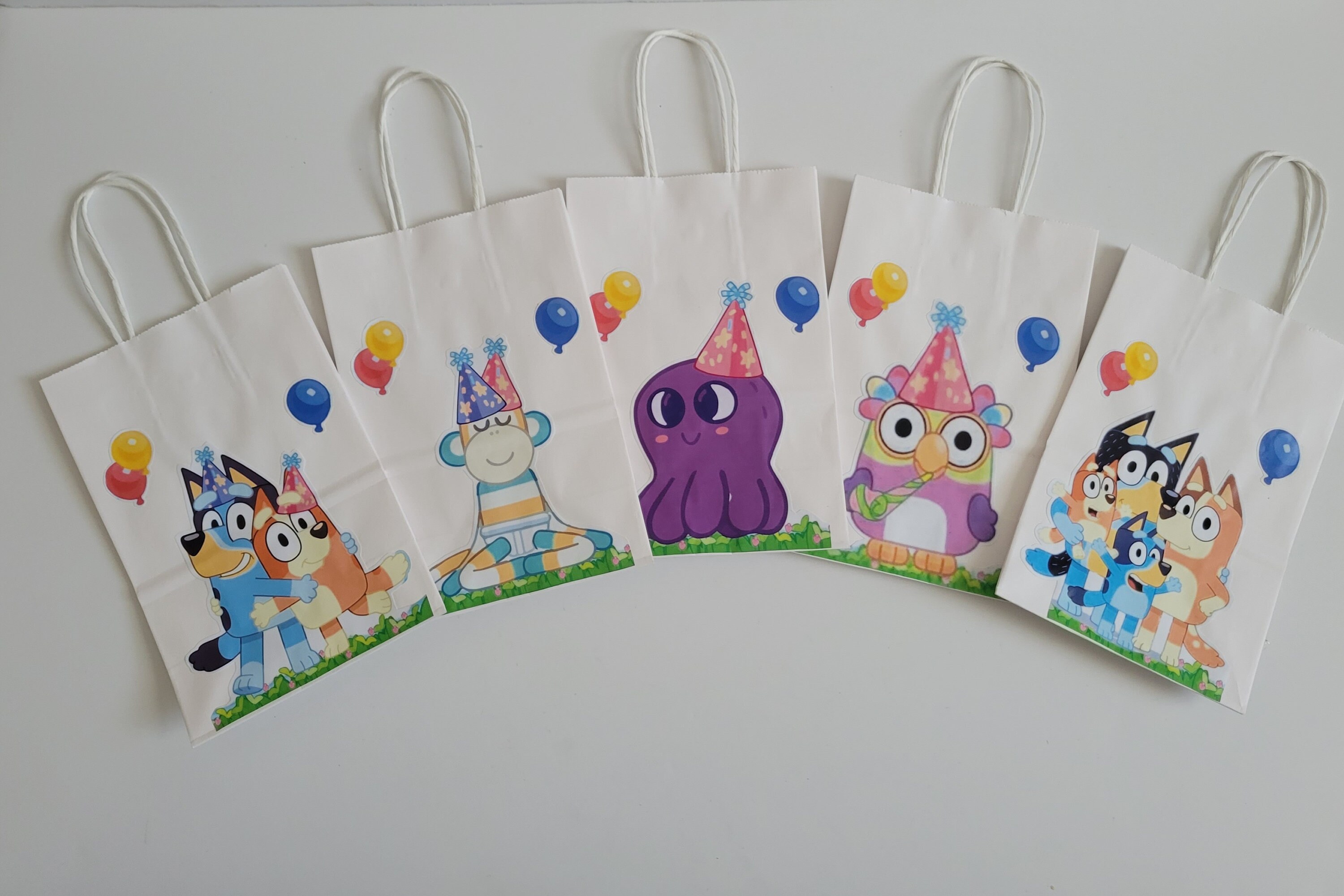 Bluey Paper Bags with Laminated Tags