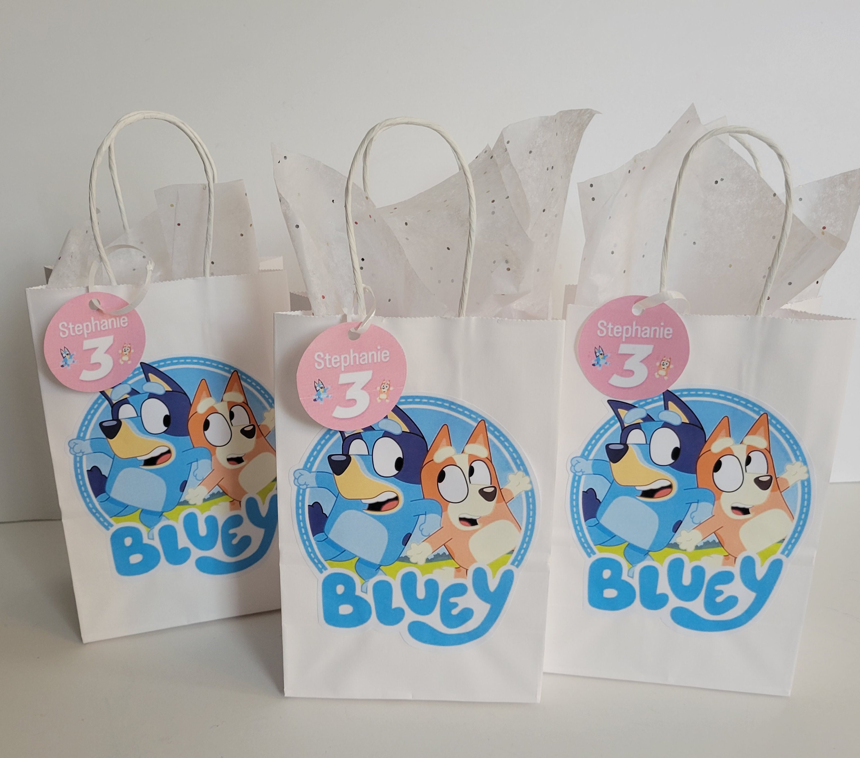 Bluey Paper Favor Bags with Custom Tags