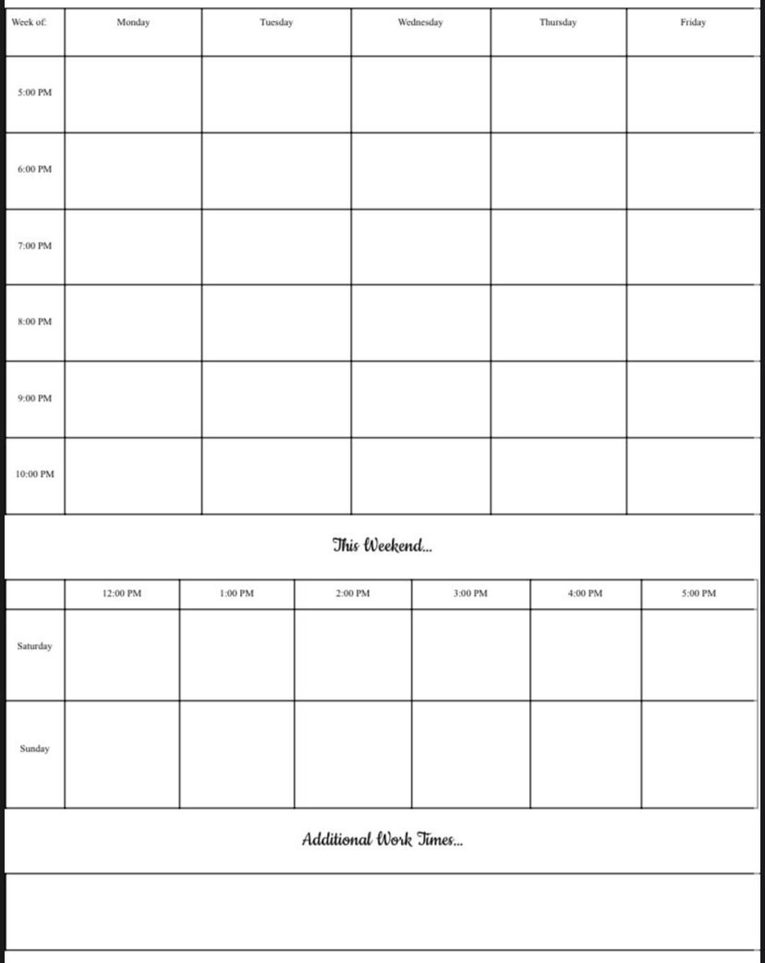 Weekly Hourly Planner Template 1 - Etsy
