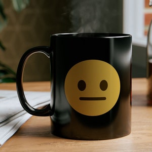 Emoji Straight Face Mug, Emoji Mug