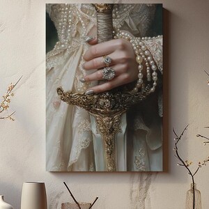 Olieverfschilderij stijl vrouwen zwaard donkere Academia portretkunst canvas kunst print mat canvas 0,75&quot; gotische Victoriaanse muur kunst decor esthetiek humeurig