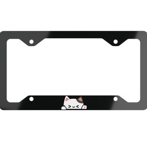 Ultra Slim Peeking Kawaii Cat Metal License Plate Frame Anime Car Decor Gift For Her Cat Lovers Car Decor Accessories Cat Mom Gifts