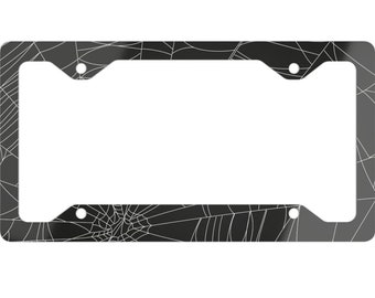 Ultra Slim Spider Web Goth Aluminum License Frame For Goth Car Decor Car Accessories For Horror Lovers Gift for Witch Spooky