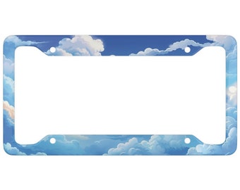 Ultra Slim Cartoon Cloud Skies Aluminum License Plate Frame Cute Car Accessories Gift For Her New Car Gifts Kawaii Aesthetic