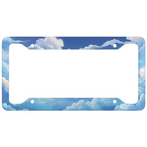 Ultra cienka kreskówka chmura niebo aluminiowa rama tablicy rejestracyjnej słodkie akcesoria samochodowe prezent dla niej nowe prezenty samochodowe kawaii estetyczne