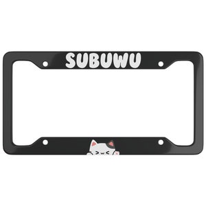 Ultra Slim Subuwu Anime Peeking Cat Metal License Plate Frame Cat Car Accessories JDM Car Lover Gift for Her Cute Car Accessory