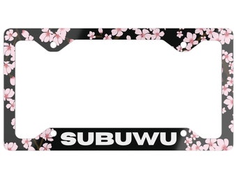 Ultra Slim Subuwu Subaru Aluminum License Plate Frame Sakura License Plate frame Gift For Her ,Euro, Mechanic, Custom Cars, Imports