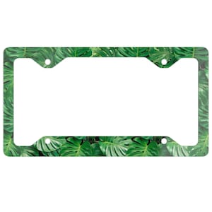 Ultra Slim Monstera Aluminum License Plate Frame For Women Botanical Plant Lover Gift For Her Boho Car Accessories For Women