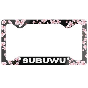 Ultra Slim Subuwu Subaru Aluminum License Plate Frame Sakura License Plate frame Gift For Her ,Euro, Mechanic, Custom Cars, Imports