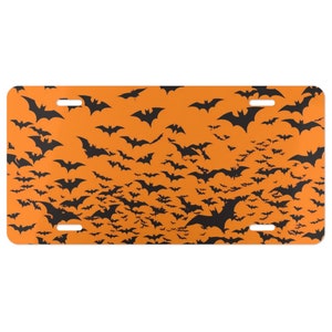 Ultra Slim Orange Bat Aluminum Vanity License Plate Frame Halloween Emo Gift For Goth Car Accessories Bat Lover