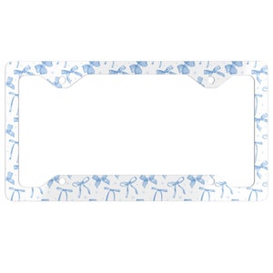 Ultra Slim Blue Bow License Plate Frame Cute Car Accessories Gift For Her Mothers Day Gift Coquette Car Accessories for Women