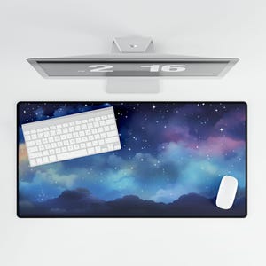 Lofi Colorful Clouds Desk Mat Kawaii Gift For Her Office Decor Cute Pastel Desk Decor Gift For Her Extra Large Gaming Desk Mat