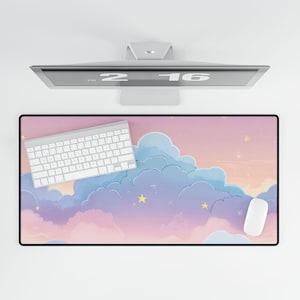 Tappetino da scrivania con nuvole colorate, regalo Kawaii per l&#39;arredamento del suo ufficio. Simpatico regalo di decorazioni per scrivania pastello per il suo tappetino da scrivania extra large