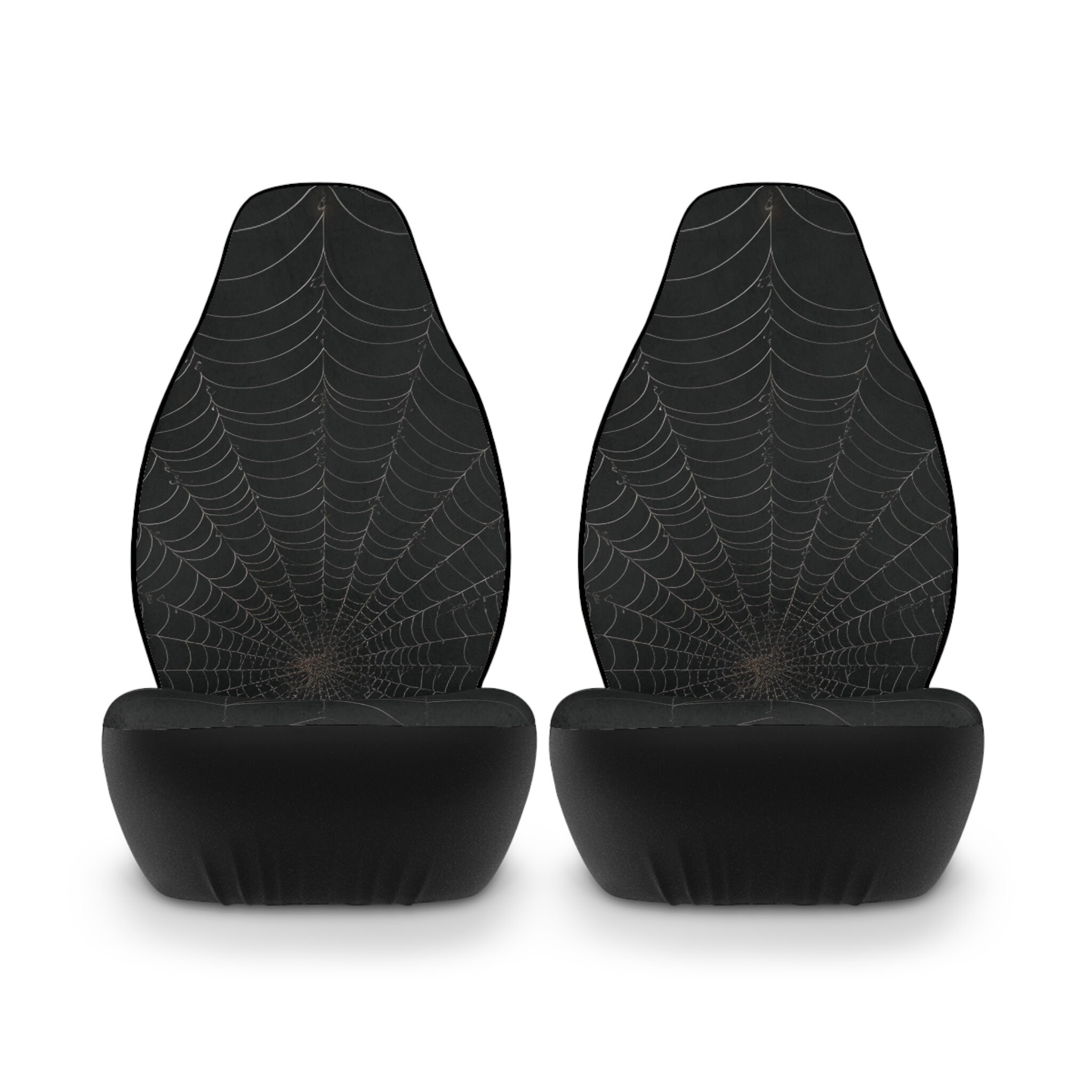 Black Spider Web Car Seat Protector, Spooky Goth Seat Cover