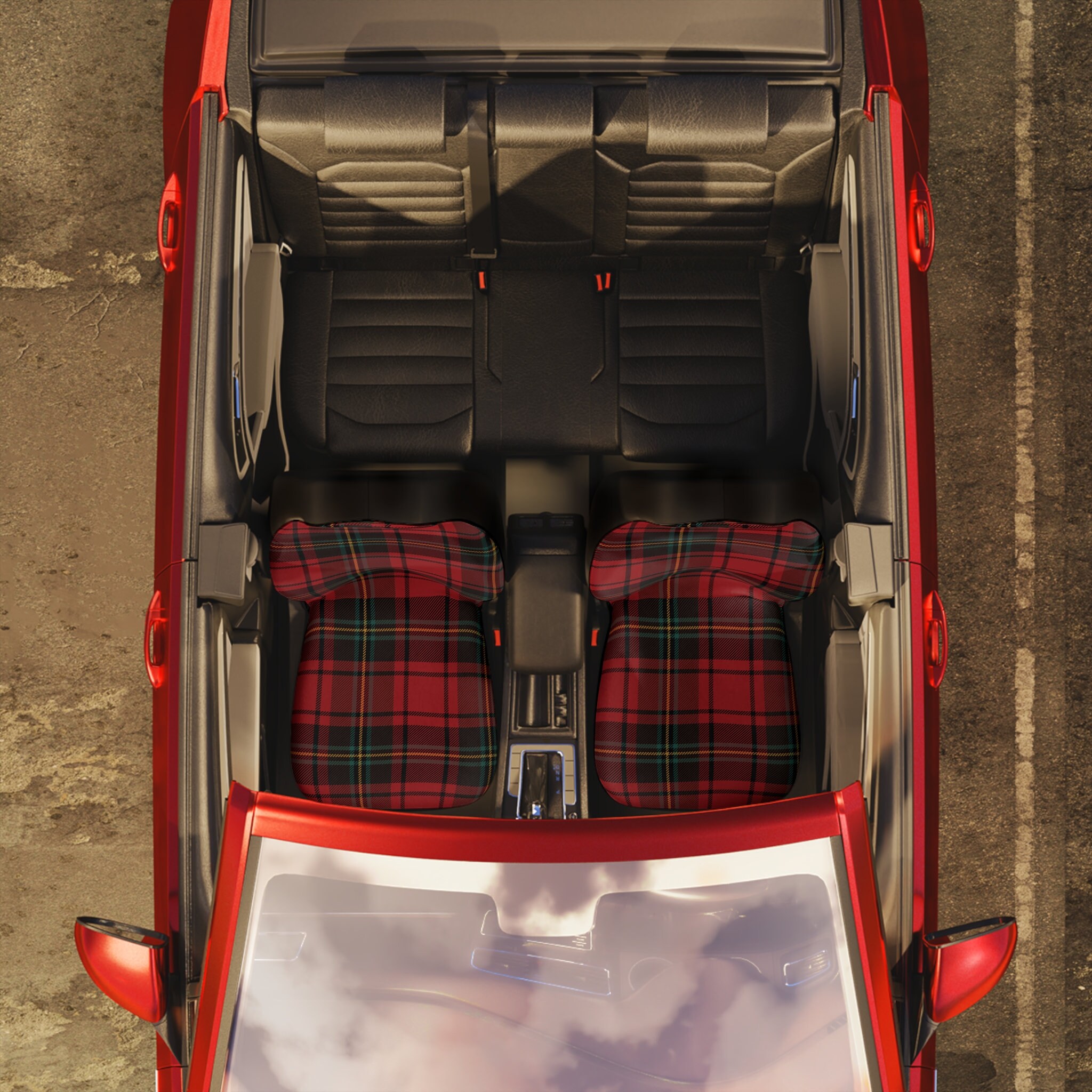 Red Plaid Tartan Car Seat Covers