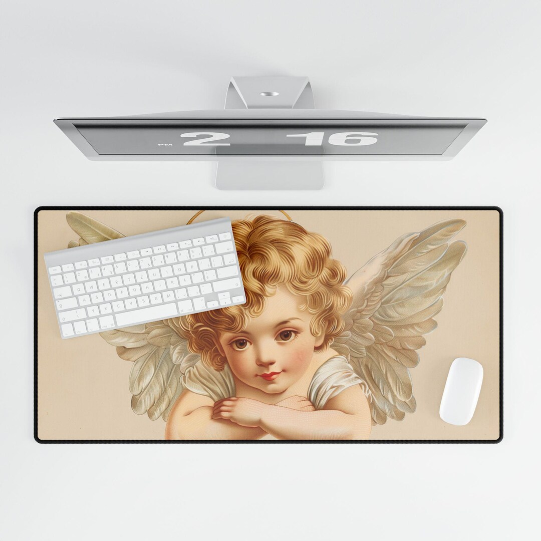 Workdesk Angel Vintage Cherub Angel Desk Mat - Classic Renaissance Angel Art Mouse Pad ...
