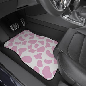 Set of 2 Pink and White Cow Print Floor Mats Car Floor Mats Cute Car Accessories For Women Country Car Accessories Western Gift For Her