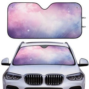 Purple Pink Space Nebula Car Sunshade Gift For Her Windshield Car Accessory Window Cover For Trucks and Cars Galaxy Car Decor