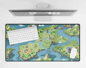 Cute Cozy Gaming Map Desk Mat Desk Mat Extra Large Desk Mat Hygge Desk Mat Gift For Her Cute Desk Decor Gaming Desk Mat