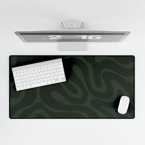 Green Wave Extended Mouse Pad - Large Gaming Desk Mat for Keyboard & Mouse Non-Slip Rubber Base, Aesthetic Desk Setup for Office or Home Mat
