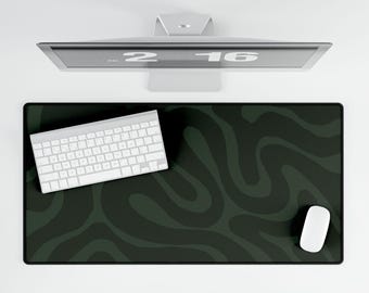 Green Wave verlengde muismat - grote gaming-bureaumat voor toetsenbord en muis Antislip rubberen basis, esthetische bureauopstelling voor kantoor of thuismat