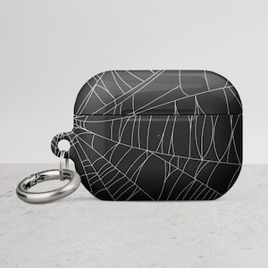 Apple Airpods Black Spider Web All Over Print Case Goth Gift For Her Witchy Accessorries Dark Aesthetic Grunge Design
