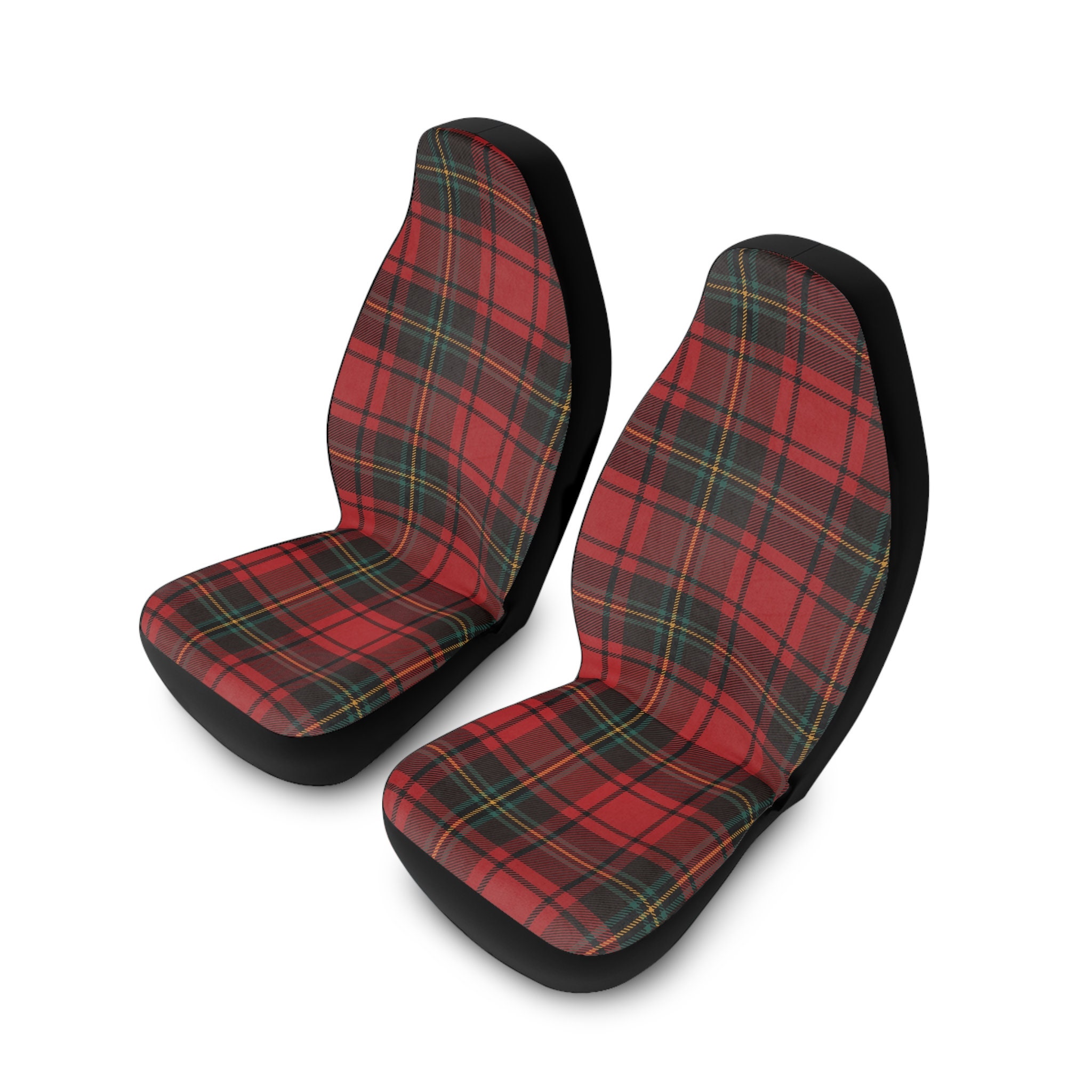 Red Plaid Tartan Car Seat Covers