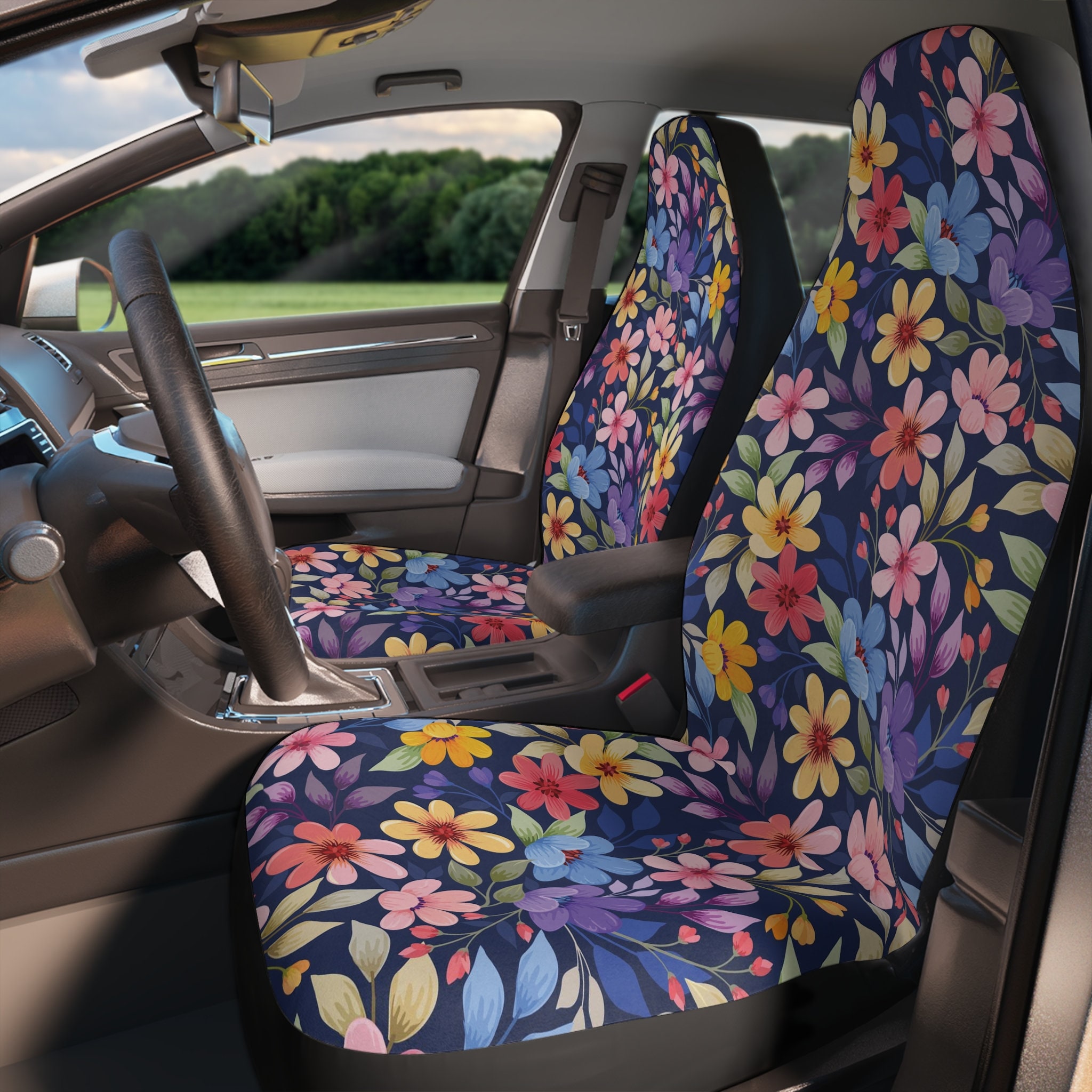 Floral Car Seat Protector, Flower Pattern Seat Cover