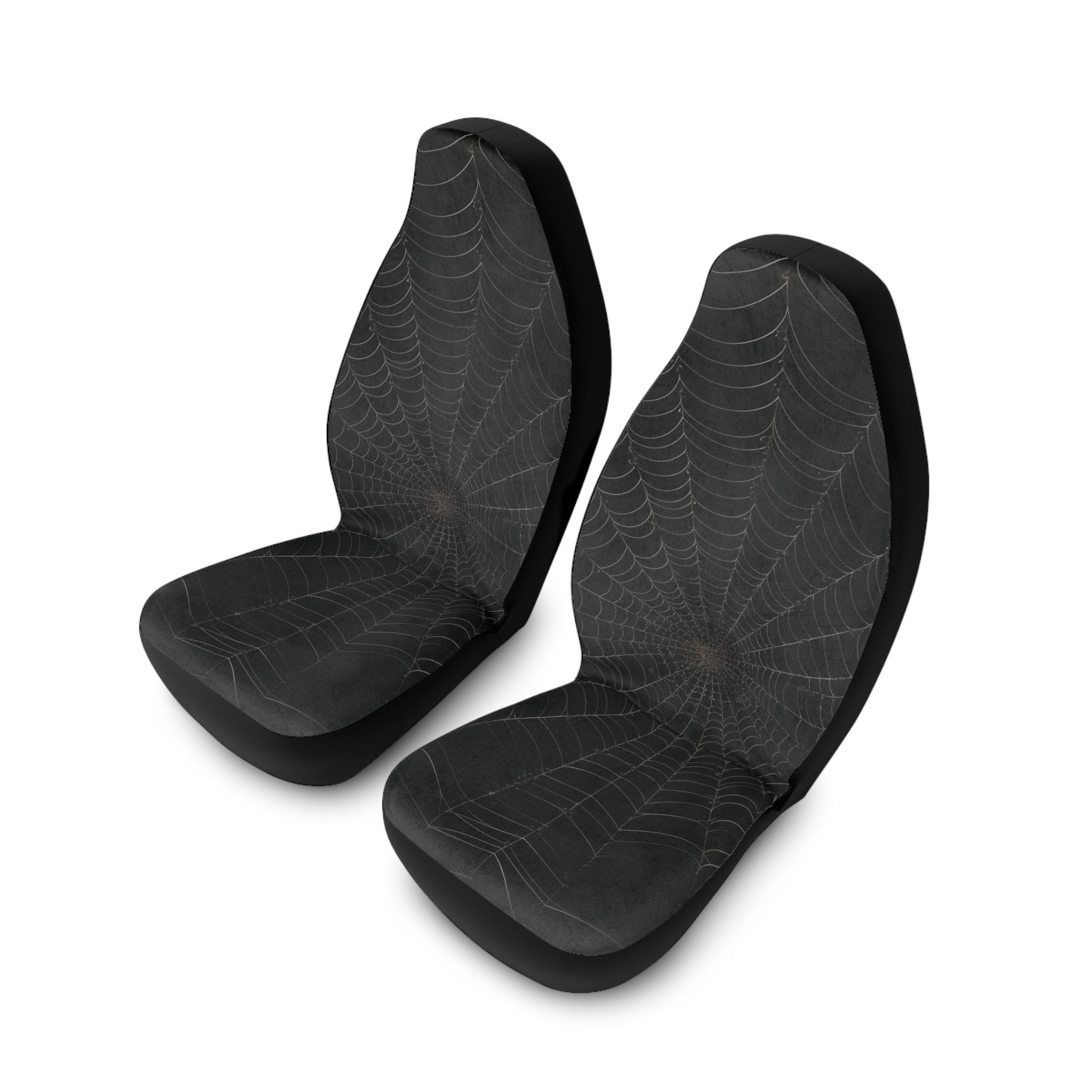 Black Spider Web Car Seat Protector, Spooky Goth Seat Cover