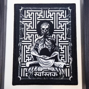 Sayagata Manji Swastika Patch,Dark Rotten Buddha Aufnäher mit Swastika Motiv