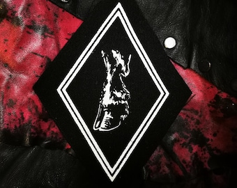 Goat hoof satanic screen prited patch,endurance totem,occult cotton cloth,anti-religion baphomet altar decor