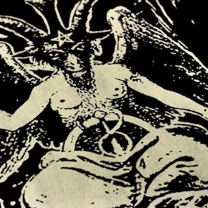 Baphomet Screen Printed Organic Cotton Canvas Tote Bag,Black Market Bag,Eco Friendly Bag,Handmade bag,occult,magic,as above so below,satanic