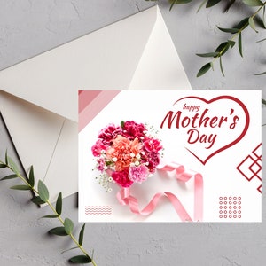 Minimalist Mother&#39;s Day Card Landscape, Printable Mother&#39;s Day Card, Floral Mother&#39;s Day Card, Minimalist Mother&#39;s Day Gift, Gift For Mum.
