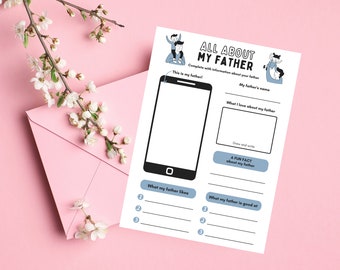 Papa Vaderdag/verjaardagskaart, gepersonaliseerd invullen van blanco interview, Vaderdag vragenlijst, grappige beste papa kaart, wenskaart