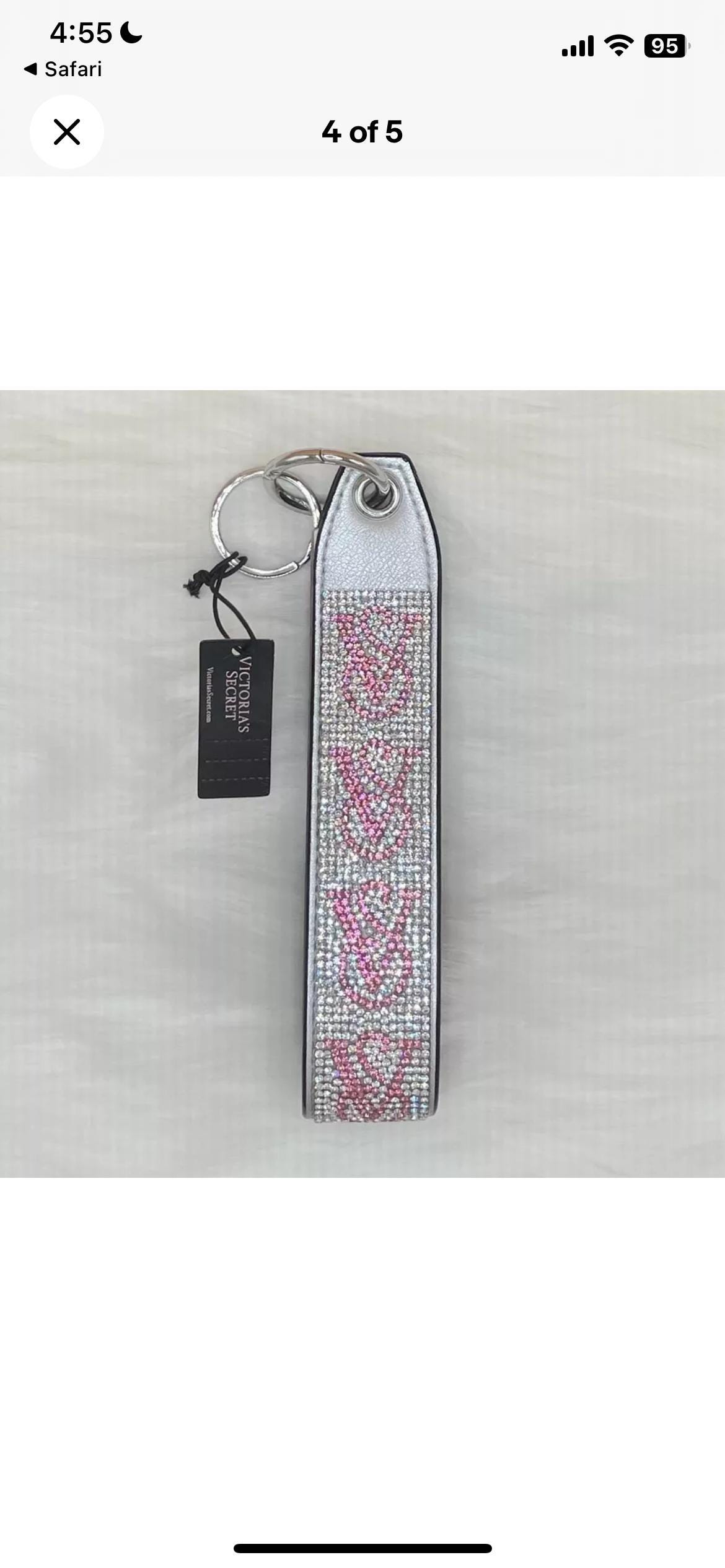 Victoria's Secret Keychain Wristlet Strap Bling Rhinestone Black